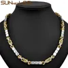 Chains SUNNERLEES 316L Stainless Steel Necklace 7mm Geometric Byzantine Link Chain Silver Color Gold Plated Men Women Jewelry SC187