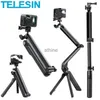 Selfie monopods telesin 3 väg selfie stick monopod med stativ handgreppstång för 11 10 9 dji osmo action 2 3 tillbehör yq240110