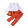 Ensembles de vêtements bébé fille noël rayé noeud haut long micro évasé taille élastique pantalon ensemble 0-5 ans enfant 2 pièces tenue