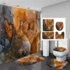 Duschvorhänge, Kunst-Gold-Marmor-Mosaik mit goldenen Adern, Badezimmer-Duschvorhänge, WC-Deckel-Abdeckungsmatten, rutschfester Teppich, Badteppiche, Heimdekoration