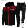 Survêtements pour hommes Mode Hommes Costumes de jogging Automne Manches longues Zipper Sweats à capuche et pantalons longs Mâle Outdoor Sport Survêtements Q230110