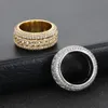 HOYON Diamant Vorm Cubaanse Ringen Voor Mannen S925 Sterling Zilver Gouden Ringen 3 Lagen Hip Hop Goregous Fonkelende Sieraden 240109