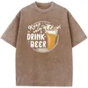 Men's T Shirts Keep Calm Drink Beer Printed T-Shirt Men Women Casual Fashion Oversized 90s Vintage Unisex Washed Old