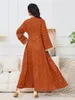 Vêtements ethniques EID Arabe Robe de soirée musulmane pour femmes Abaya Jalabiya Lace-up V Cou Robes longues Maroc Kaftan Robes Dubaï Ramadan Robe