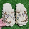 Tofflor Fashion Flower Decorative Bubble Slides 2023 Summer Explosions Massage Women's Sandals Casual Non-Slip Beach Shoes Home Slippers T240110