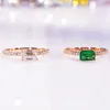 Cluster Rings Luxury 1 Emerald Moissanite Ring With Certificate 925 Sterling Silver Rose Gold Plated For Women Fine Jewelry Vintage