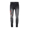 Lila Jeans Designerjeans für Herren Ami Hantel Stapel Jeans Männer Baggy Jeans Tränen Europäische Jean Hombre Herren Hosen Hosen Biker Stickerei für Trendgröße 28-40 gerissen