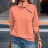 Women's Hoodies Autumn T-shirt Fashion Loose Women Pullover Solid Sports Tops Quarter Zip Skew Collar Sweatshirt Female Long Sleeve Top