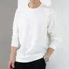 2023 outono hoodies masculino moda casual fino ajuste waffle em torno do pescoço camisolas de manga longa masculina 240110