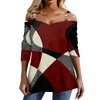 Dames T-shirts Shirt voor dames Lange mouwen Bloemenprint Blouses Sexy Off-shoulder Casual T-stukken Elegante mode Y2k Topstijlkleding