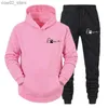 Erkeklerin izleri bahar sonbahar erkekleri kadınlar 2 parçalı set hoodies+ pantolon poşet aşk kedi pençe baskısı sokak kıyafeti moda nedensel çift eşofman s-4xl q230110