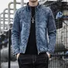 Outono inverno jaquetas jeans masculinas moda coreana fino ajuste jaqueta masculina de alta qualidade retro algodão grosso pelúcia quente jacke masculino 240109