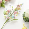 Flores decorativas de páscoa, folhas falsas, ramos de flores artificiais realistas para decorações de ovos diy, decoração de festa livre de manutenção, ampla