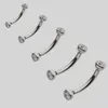 ASTM 36 Internt gängad dubbel Bezel Gem End 16g Curved Eyebrow Barbell Piercing Jewelry 240109