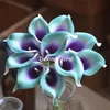 Blaugrüne lila Picasso-Calla-Lilien, die sich echt anfühlen, für Seidenhochzeitssträuße, künstliche Lilien, dekorative Kränze, 218 Stück