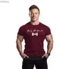 Heren T-shirts Heren T-shirt Gym Zomer Compressie Strakke Man Brief Afdrukken Korte mouw Sport Fitness Casual Top Oversized Mannelijke KledingL240110