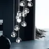 Nordic led lustre moderno lustre alto giratório escada lâmpada bola de cristal iluminação decorativa lustre