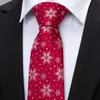 Christmas Silk Men Tie Handkerchief Cufflinks Handkerchief Set Red Blue Green Gold Snowflake Necktie Pocket Square Barry. Wang 240109