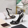 One word thin strap sandals luxury women's dress shoes hardware buckle decoration ankle strap 10cm high heel women's sandals 34-42