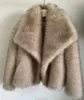 Inverno moda gradiente fofo casaco de pele feminina alta rua luxo grande gola de pele do falso casaco de pele de raposa feminino sobretudos 240110