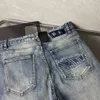 Designerjeans voor heren Heren Dames Paarse jeans met 3D-patroon Hoge kwaliteit geborduurde letters Paarse jeans Heren Sport Casual broek Hiphop bikerbroek