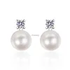 Stud AZ487-E Lefei mode diamant-ensemble Moissanite Simple blanc perle boucles d'oreilles pour les femmes s925 argent fête élégante fête bijoux cadeaux YQ240110