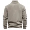 Autumn Winter Men's Polar Fleece Sweater Stand Neck Half Zip Tops Långärmad Sweatshirt Manliga kläder 240109