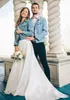Casais de casamento jean jaquetas personalizado denim nupcial com pérolas jaqueta casacos customed noivo presente outerwear vintage outono 240109