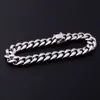 Provence Gems hot 7.5inches long melee moissanite diamond cuban link bracelet in 14k solid white gold