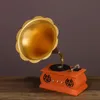 Retro Nostalgic Old Phonograph Model Furnishing Creative Sculpture Craft Living Room Wine Cabinet Porch Desktop Decoration 240109