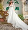 White Wedding Dresses Ivory Bridal Gowns A Line Floor-Length Applique Custom Zipper Lace Up Plus Size New Sweetheart Satin Beaded Long Sleeve Button