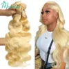 Blonde 613 Colored Body Wave Human Hair Bundles 1 Pcs Double Drawn Raw Vietnamese Weave Weft 22 24 26 28 30 32 Inch 240110