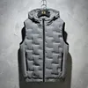 Winter Hooded Vest Men Pleated Solid Padded Vests Windproof Warm Sleeveless Jackets Male Casual Waistcoat Thicken Parkas Coat 240109