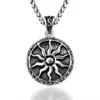 Pendentif Colliers Apollo Amulette double face en acier inoxydable Sun God Collier Punk Rétro Vintage Style 22 "Chaîne