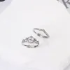 Cluster Ringe 2 stücke Einfache Kristall Zirkon Krone Für Frauen Mode Braut Hochzeit Party Schmuck Zarte Weibliche Verlobungsring Geschenke