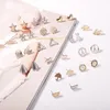 Orecchini a lobo Semplici piccoli per le donne Colore oro Cuore Stella Corona Geometrica Piccoli accessori di gioielli coreani alla moda 2024