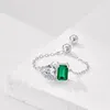 Bagues de cluster S925 Sterling Silver Emerald Femmes Coeur Bague Femme Brillant 5A Zircon Bijoux de luxe Cadeau Lady Party Banquet