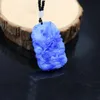 Hängsmycken naturlig blå vit jade drake hänge halsband kinesiska handkugghjul smycken mode amulet tillbehör för män kvinnor gåvor