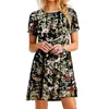 Casual Dresses Women's Printed Round Neck Loose Fitting Skater Dress For Women Summer Womens Long