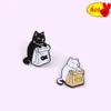 Hot Lapel Pins Simple Black White Cat with a Bag Metal Design Badges Brooch Enamel Pins Label Bag Backpack Hat Jewelry Gift Clothes Accessories