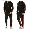 Tute da uomo Moda Uomo Casual Felpe con cappuccio Pantaloni sportivi 2 pezzi Cerniera Abbigliamento sportivo Primavera Autunno Tuta da uomo Felpe allentate Jogging Set Q230110