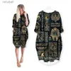 Robes décontractées de base Phechion Nouveau pharaon égyptien impression 3D mode robe mi-longue femmes vêtements poche à manches longues hauts T02 YQ240110