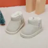 Winter Baby Snow Boots Leather Warm Plush Infant Shoes Zip Side Soft Sole Fashion Toddler Boys Girls Boots 15-25 240109