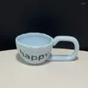Кружки Креативная керамическая кружка с буквами и большой ручкой, индивидуальная кофейная чашка в стиле Ins, подарок для рук
