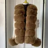 Kobiety Faux Fur Knit Sweter sweter Spring Spring Autumn Elegancki dzianin ze sztucznym lisem fur