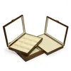 Schmuckbeutel Beige Gürtelabdeckung Glasplatte Holzdisplay TablettMultifunktions-Aufbewahrungsbox für Halskettenanhänger