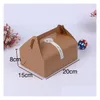 Pudełka pakujące hurtowe 100pcs 20x15x8cm Kraft Paper Cake Box z uchwytem cukierki Wen6247 Dostawa dostawa biurowa szkoła firma ind dhr1f