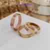 Carter Design Mulheres Bead Anéis Joias de luxo para senhora presente amor casal anel e par feminino titânio aço rosa ouro cheio de diamante com caixa original