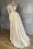 One Shoulder Applique Evening Dresses Saudi Arabia Detachable Train Formal Dress For Women Prom Gowns Celebrity Robe De Soiree