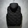 Winter Hooded Vest Men Pleated Solid Padded Vests Windproof Warm Sleeveless Jackets Male Casual Waistcoat Thicken Parkas Coat 240109